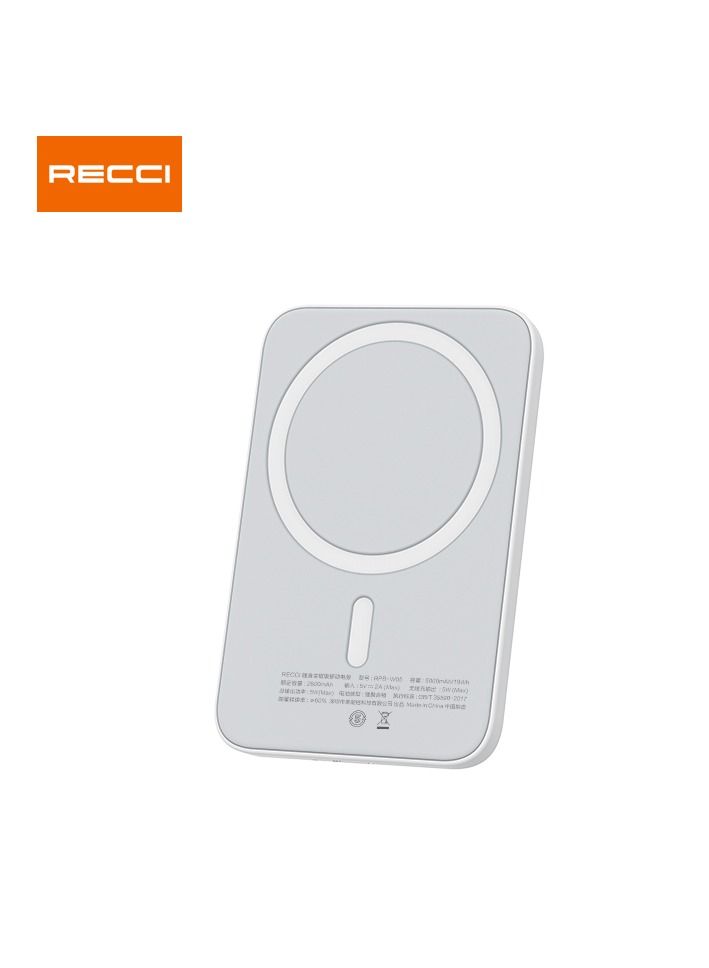 RPB-W05 Wireless Power Bank Get Rid of Wires Wireless magnetic power bank with 5000 mAh battery capacity, fast auto charging with 5 watt power, fits various devices with Lightning input.