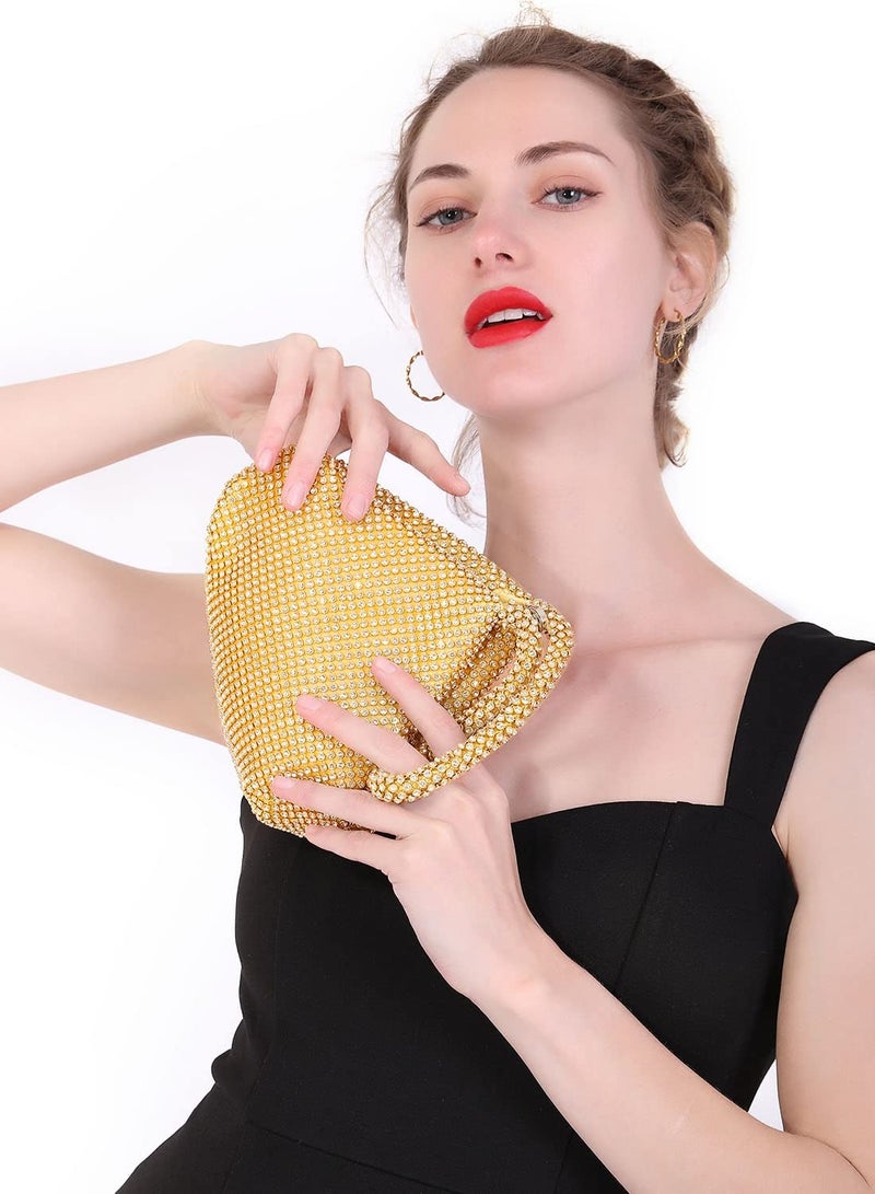 Zikra Women's Rhinestone Clutch Evening Bags Sparkly Glitter Triangle Purse for Party Prom Wedding Glod - Image 3