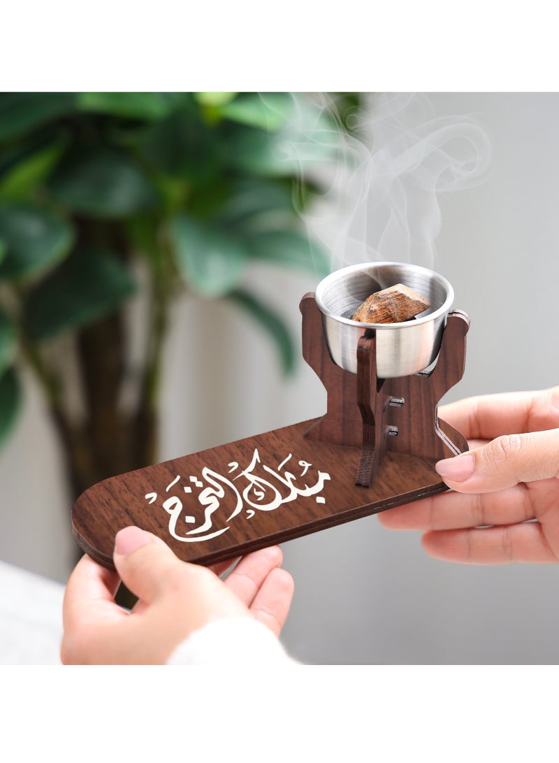 حكاية شمعة مبخره و مدخنه خشبية انيقة تحمل عبارة "مبارك التخرج" مصنوعة من الخشب الفاخر - Image 1