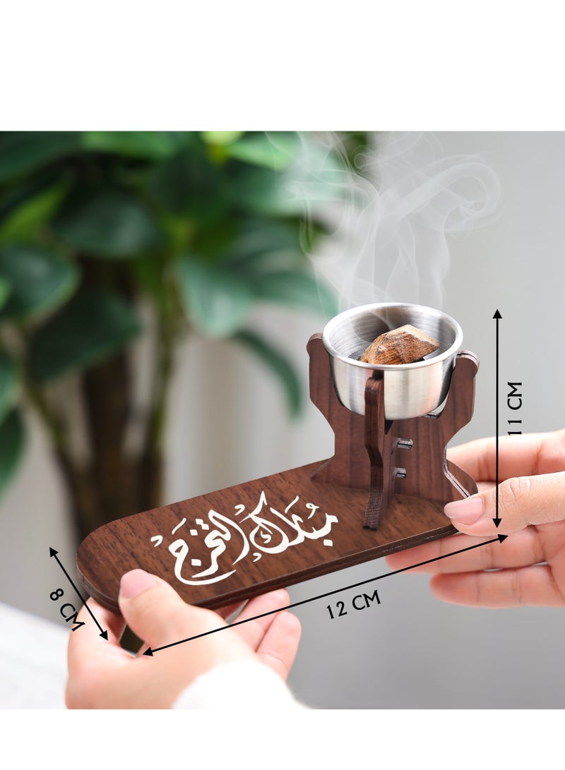 حكاية شمعة مبخره و مدخنه خشبية انيقة تحمل عبارة "مبارك التخرج" مصنوعة من الخشب الفاخر - Image 2