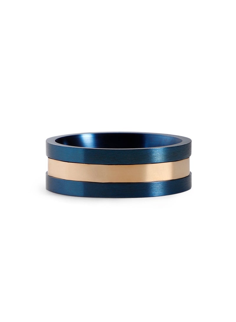 ZINK Men's Blue & Rose Gold Stainless Steel Ring | ZJRG037BL - Image 2