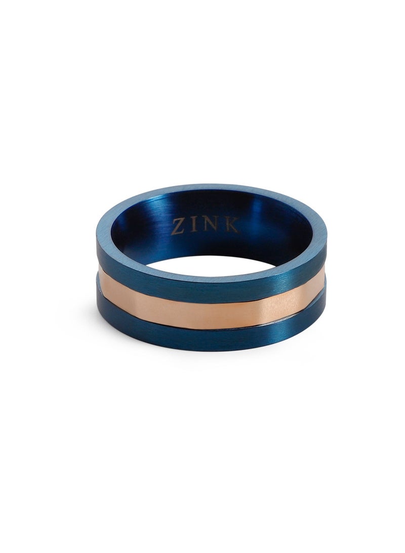 ZINK Men's Blue & Rose Gold Stainless Steel Ring | ZJRG037BL - Image 3