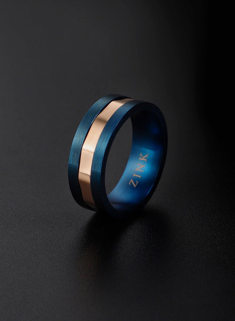 ZINK Men's Blue & Rose Gold Stainless Steel Ring | ZJRG037BL - Image 5