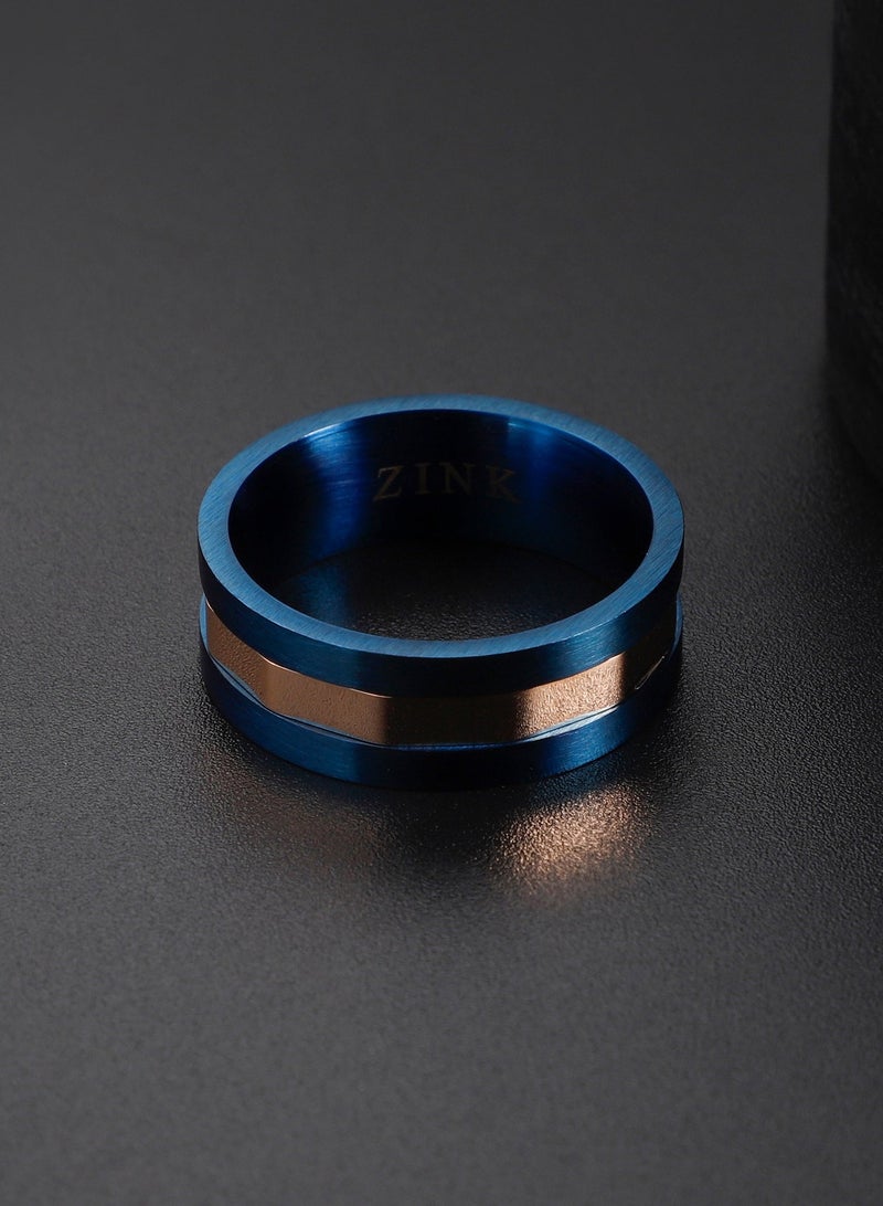 ZINK Men's Blue & Rose Gold Stainless Steel Ring | ZJRG037BL - Image 4