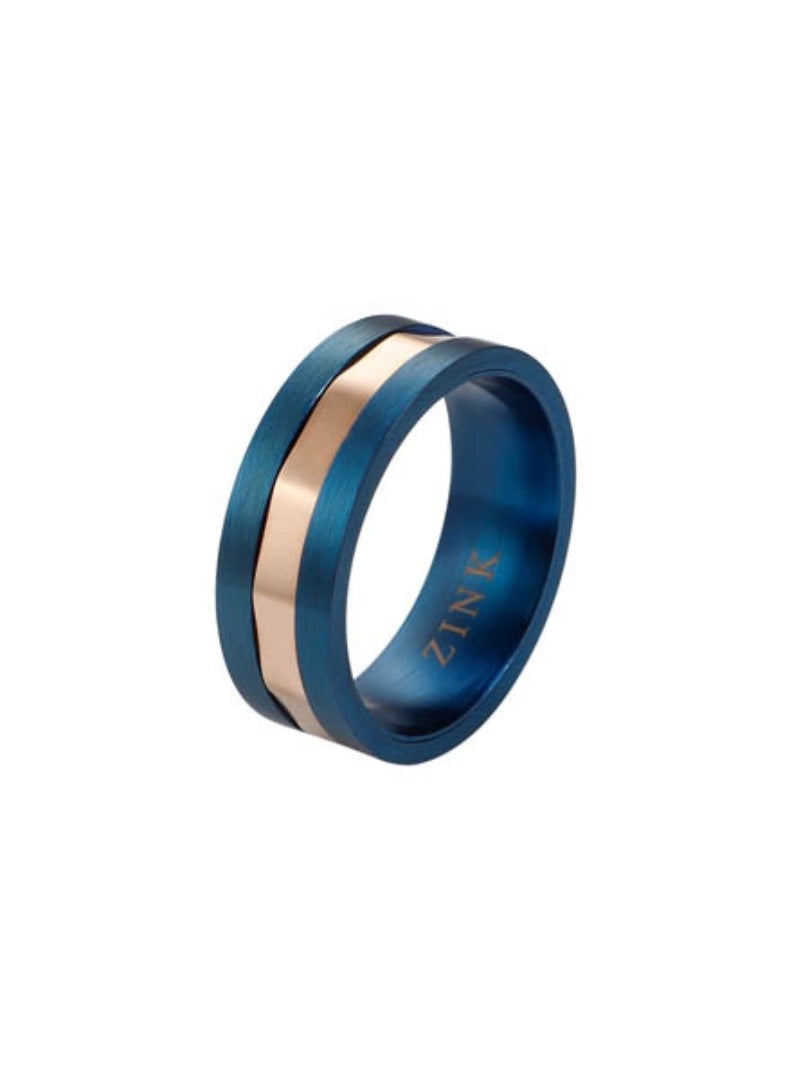 ZINK Men's Blue & Rose Gold Stainless Steel Ring | ZJRG037BL - Image 1