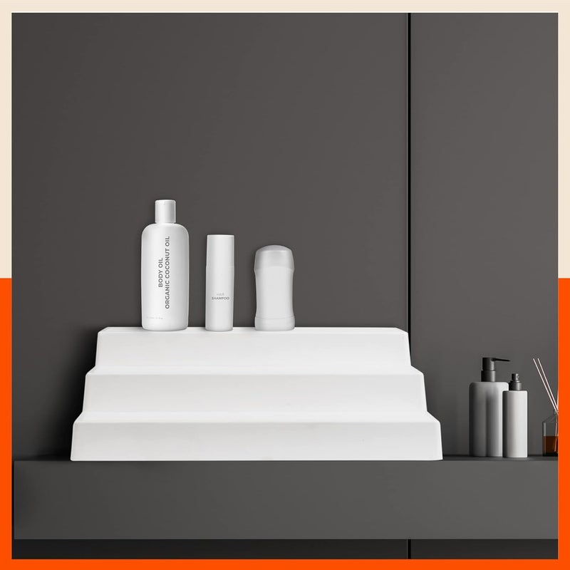 Bathla Plastic Shelf Organizer - (Set of 2) Multi-Purpose Display Cabinet for Kitchen, Home & Office | 3 Wide Steps | Spice Rack Stand | Make Up & Cosmetic Organiser | Non Skid |Pearl White & Smoke - Image 4