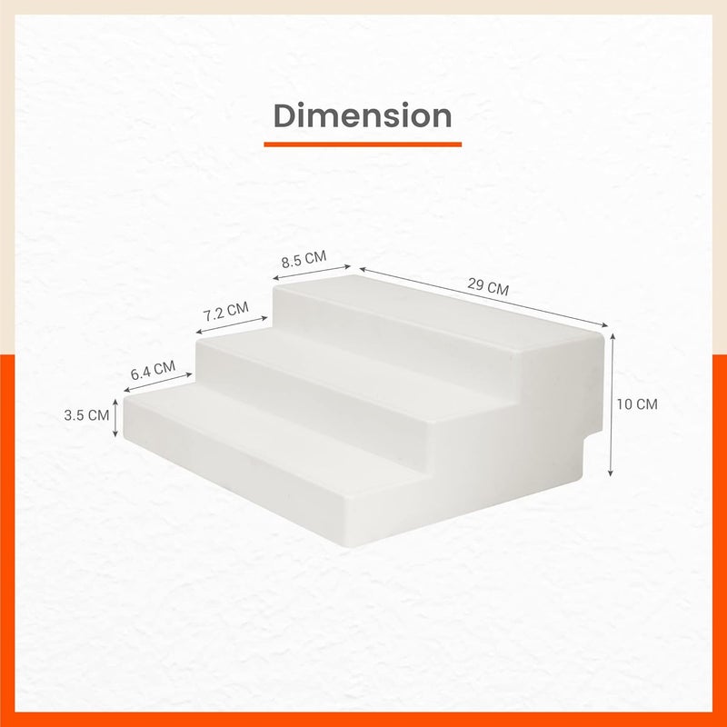 Bathla Plastic Shelf Organizer - (Set of 2) Multi-Purpose Display Cabinet for Kitchen, Home & Office | 3 Wide Steps | Spice Rack Stand | Make Up & Cosmetic Organiser | Non Skid |Pearl White & Smoke - Image 3