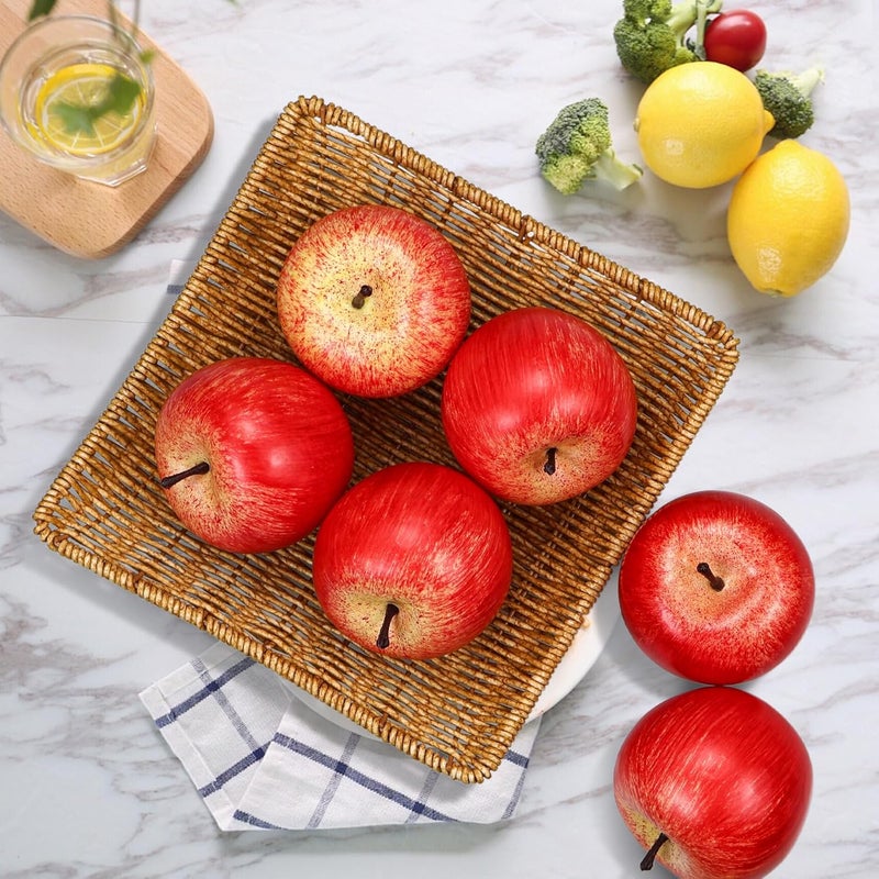 Lorigun Artificial Apples Fake Frutis Apples, Simulation Apples for Home Decoration Lifelike Normal Size Apples Fake Apples for Kichen Party Chirstmas Decor (6 Pcs Red Apple) - Image 4