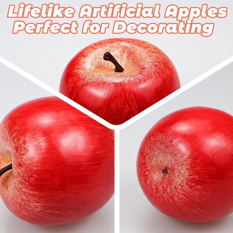 Lorigun Artificial Apples Fake Frutis Apples, Simulation Apples for Home Decoration Lifelike Normal Size Apples Fake Apples for Kichen Party Chirstmas Decor (6 Pcs Red Apple) - Image 3