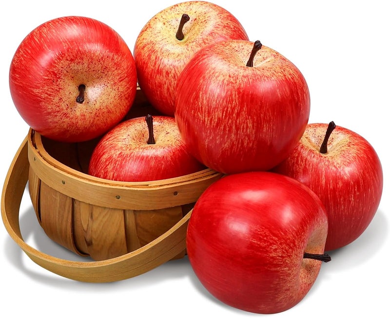 Lorigun Artificial Apples Fake Frutis Apples, Simulation Apples for Home Decoration Lifelike Normal Size Apples Fake Apples for Kichen Party Chirstmas Decor (6 Pcs Red Apple) - Image 1
