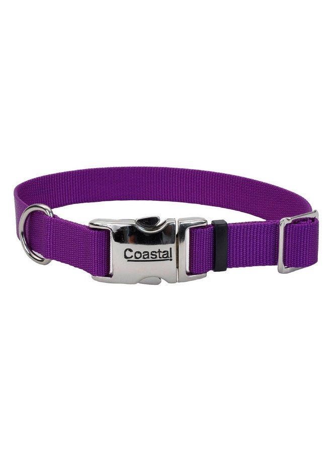 Coastal Pet Adjustable Dog Collar with Metal Buckle - Fade-Resistant Dog Collar Perfect for Walking & Tie Outs - Comfortable Collar with Snap Lock - Purple - 3/4" x 14" - 20" - Image 1