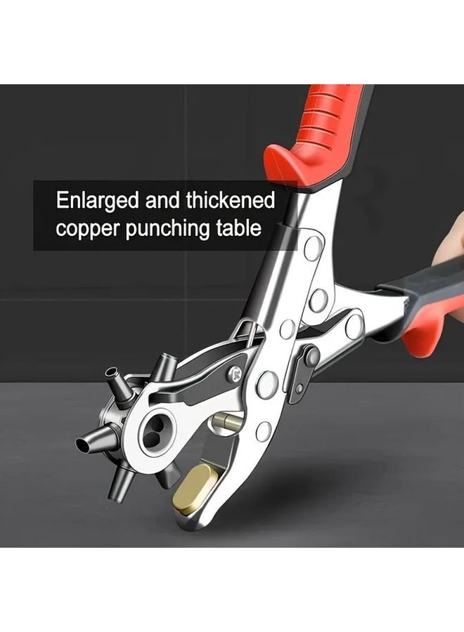 Red Heavy Duty Manual Rotary Hole Punch Tool For Leather Belt Making Craft - Image 5