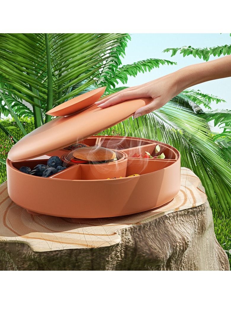 Kaykya - Creative Platinum Food grade Silicone Children's Splicing Dinner plate Bottom Suction cup Non-shifting Rose Gold Brown 23cm * 23cm * 10cm - Image 1