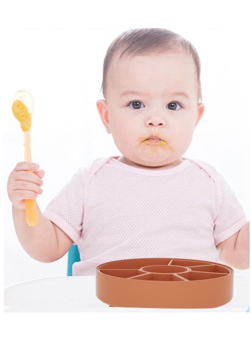 Kaykya - Creative Platinum Food grade Silicone Children's Splicing Dinner plate Bottom Suction cup Non-shifting Rose Gold Brown 23cm * 23cm * 10cm - Image 1