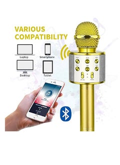 Yuwell Wireless Bluetooth Karaoke Microphone, 3-in-1 Portable Handheld Mic Speaker for All Smartphones Gifts For Girls Kids Wireless Speaker With Microphone WS-858 Gold  - Image 3