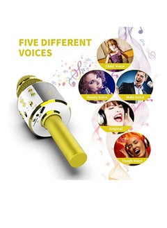 Yuwell Wireless Bluetooth Karaoke Microphone, 3-in-1 Portable Handheld Mic Speaker for All Smartphones Gifts For Girls Kids Wireless Speaker With Microphone WS-858 Gold  - Image 4
