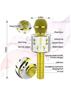 Yuwell Wireless Bluetooth Karaoke Microphone, 3-in-1 Portable Handheld Mic Speaker for All Smartphones Gifts For Girls Kids Wireless Speaker With Microphone WS-858 Gold  - Image 2