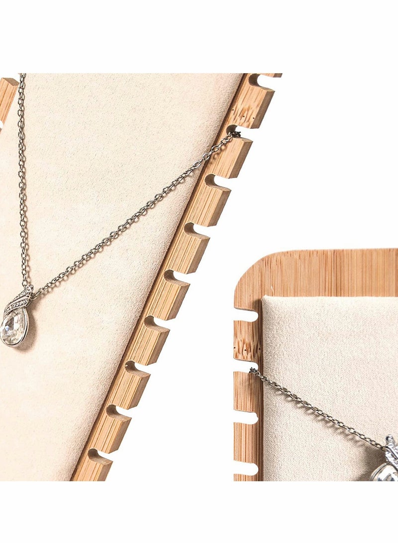 Wooden Necklace Stand with 12 Slots for Jewelry Display - Lightweight Holder with Soft Leather Mat - Image 5