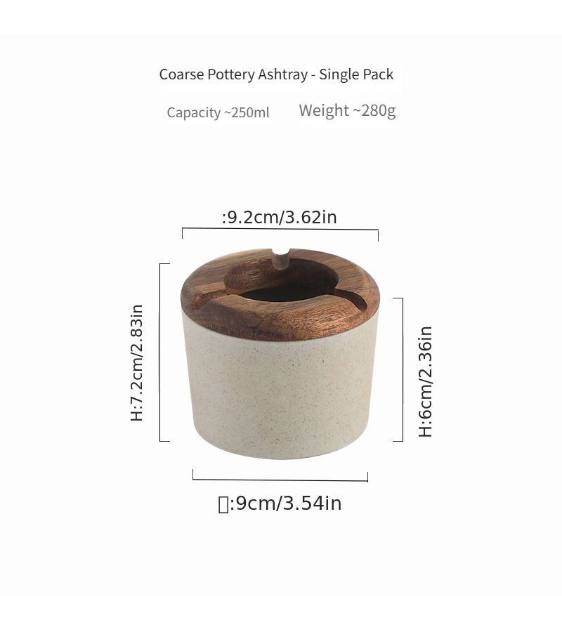Japanese Stoneware Ashtray With Rosewood Lid Vintage Home Office Decor - Image 3