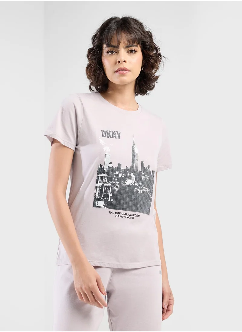 DKNY Crew Neck Logo Graphic T-Shirt