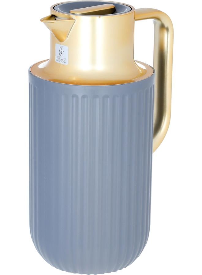 Everest Laura Plastic Thermos 1.6 Litres Gold Handle Dark Grey - Image 2