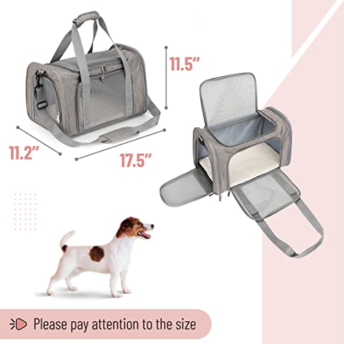 Mr. Pen Mr Pen Pet Carrier 175 x 112 x 115 Medium Size Gray Portable Travel Carrier for Small Pets Cats Small Dogs Breathable Mesh Safety Inner Leash Side Pocket Padded Shoulder Strap - Image 3