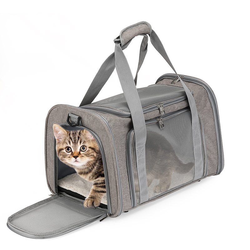 Mr. Pen Mr Pen Pet Carrier 175 x 112 x 115 Medium Size Gray Portable Travel Carrier for Small Pets Cats Small Dogs Breathable Mesh Safety Inner Leash Side Pocket Padded Shoulder Strap - Image 2