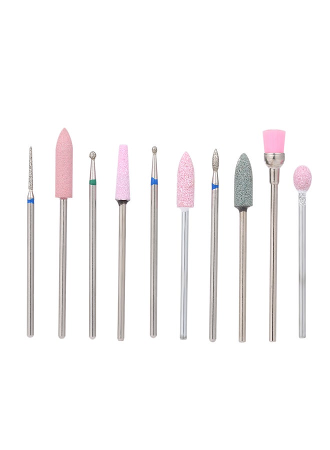 10pcs Nail Drill Bits Cuticle Cleaner Drill Brush Rotary Polishing File Grinding Heads Nail Salon Tools - Image 1