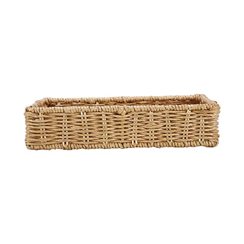 DECOWAY Wicker Seagrass Water Hyacinth Kauna Grass Serving Tra for Home | Dining Table Decorative Trays | Serving Tray | Platter with Handles Diwali or Deepawali Gifts | 11" x 8" x 3" - Image 5