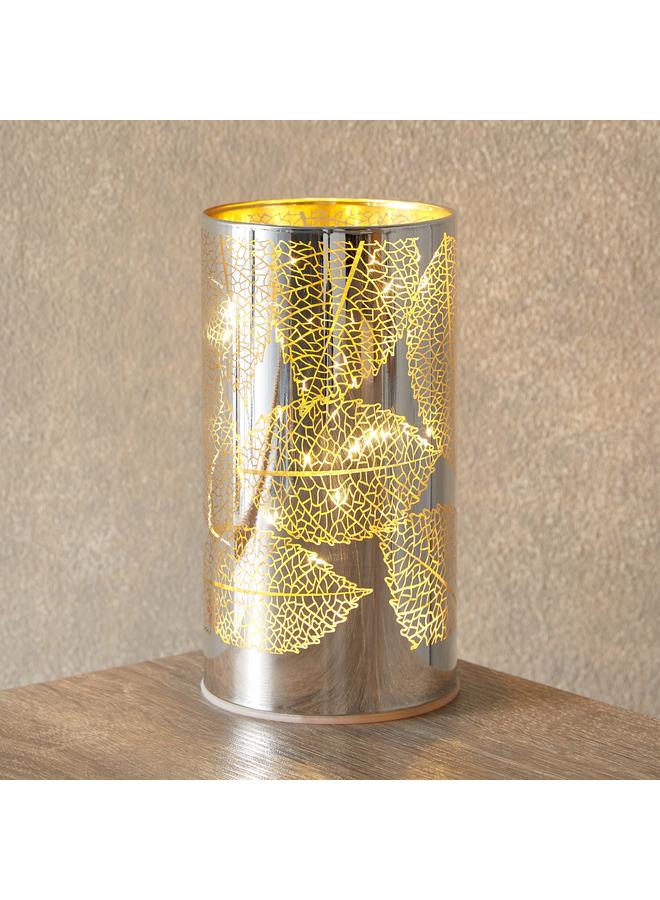 Home Box Briar Leaf Cutout Nickel Glass LED Lamp - 8x8x15 cm - Image 1