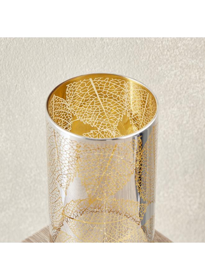 Home Box Briar Leaf Cutout Nickel Glass LED Lamp - 8x8x15 cm - Image 3