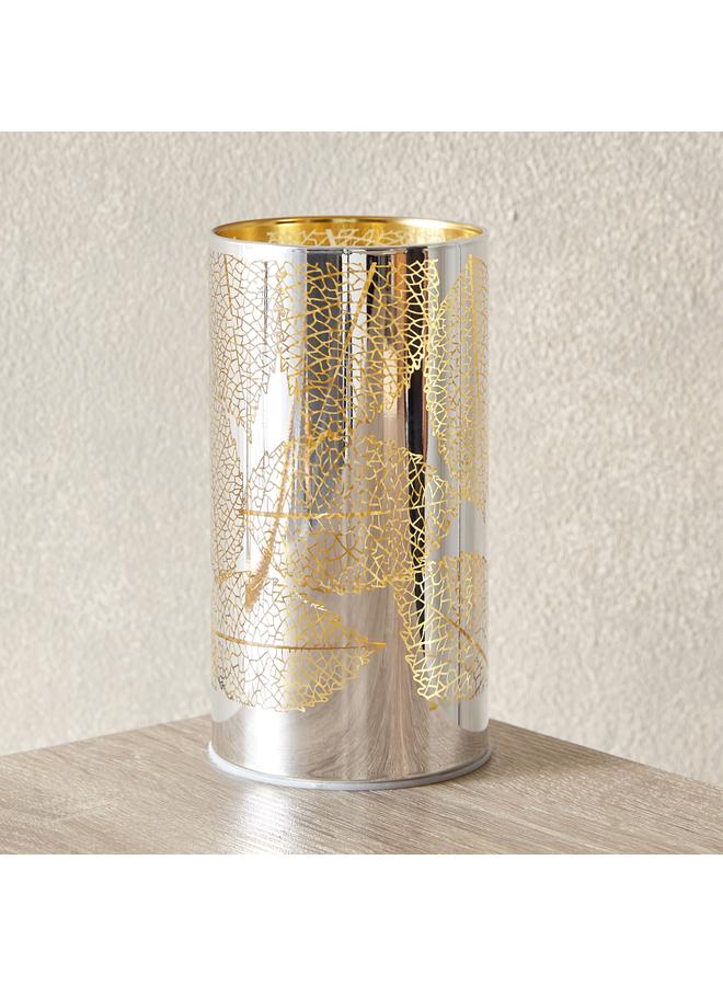 Home Box Briar Leaf Cutout Nickel Glass LED Lamp - 8x8x15 cm - Image 2