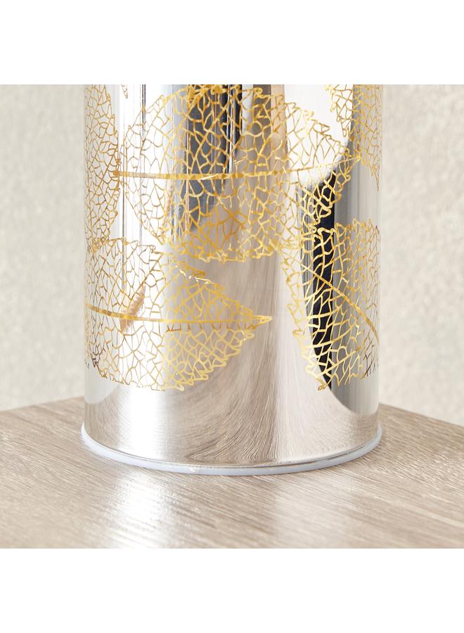 Home Box Briar Leaf Cutout Nickel Glass LED Lamp - 8x8x15 cm - Image 4