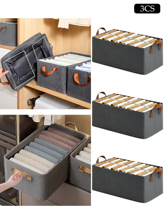 DUNISO 3 Pcs Wardrobe Clothes Organizer,Drawer Organizers and Storage With Lid And Handle，Washable Foldable Closet Organizer，Moisture and Mold Prevention，Sturdy and Durable，for Organizing Clothing Jeans Toys Book Shelves Closet Wardrobe - Image 1