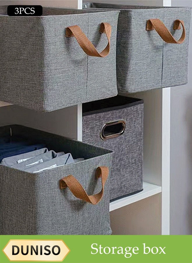 DUNISO 3 Pcs Wardrobe Clothes Organizer,Drawer Organizers and Storage With Lid And Handle，Washable Foldable Closet Organizer，Moisture and Mold Prevention，Sturdy and Durable，for Organizing Clothing Jeans Toys Book Shelves Closet Wardrobe - Image 2