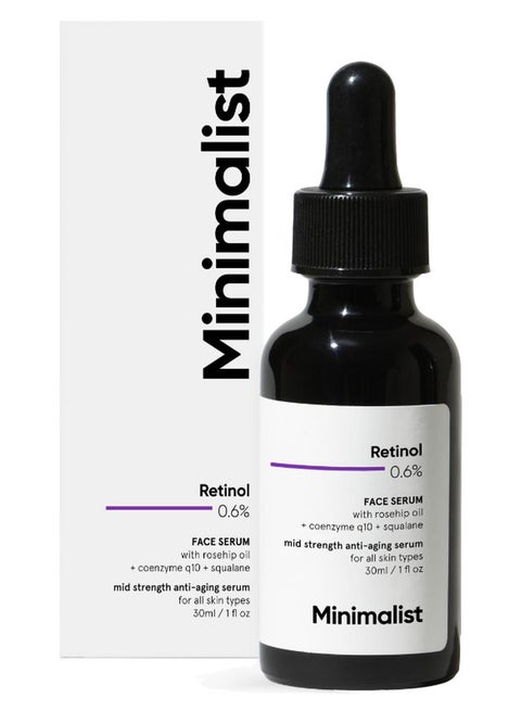 Minimalist Retinol 0.6% سيروم وجه متوسط المقاومة لمكافحة الشيخوخة للرجال والنساء | يقلل من الخطوط الدقيقة والتجاعيد.