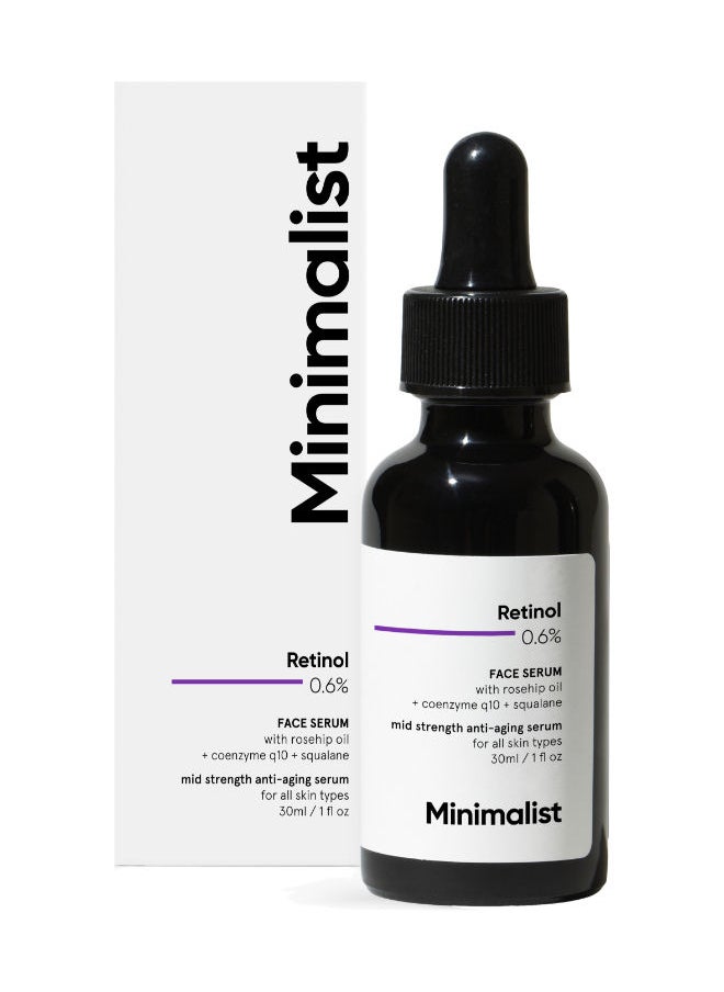 MINIMALIST Minimalist Retinol 0.6% Mid-Strength Anti Aging Face Serum For Men & Women | Reduces Fine Lines & Wrinkles 