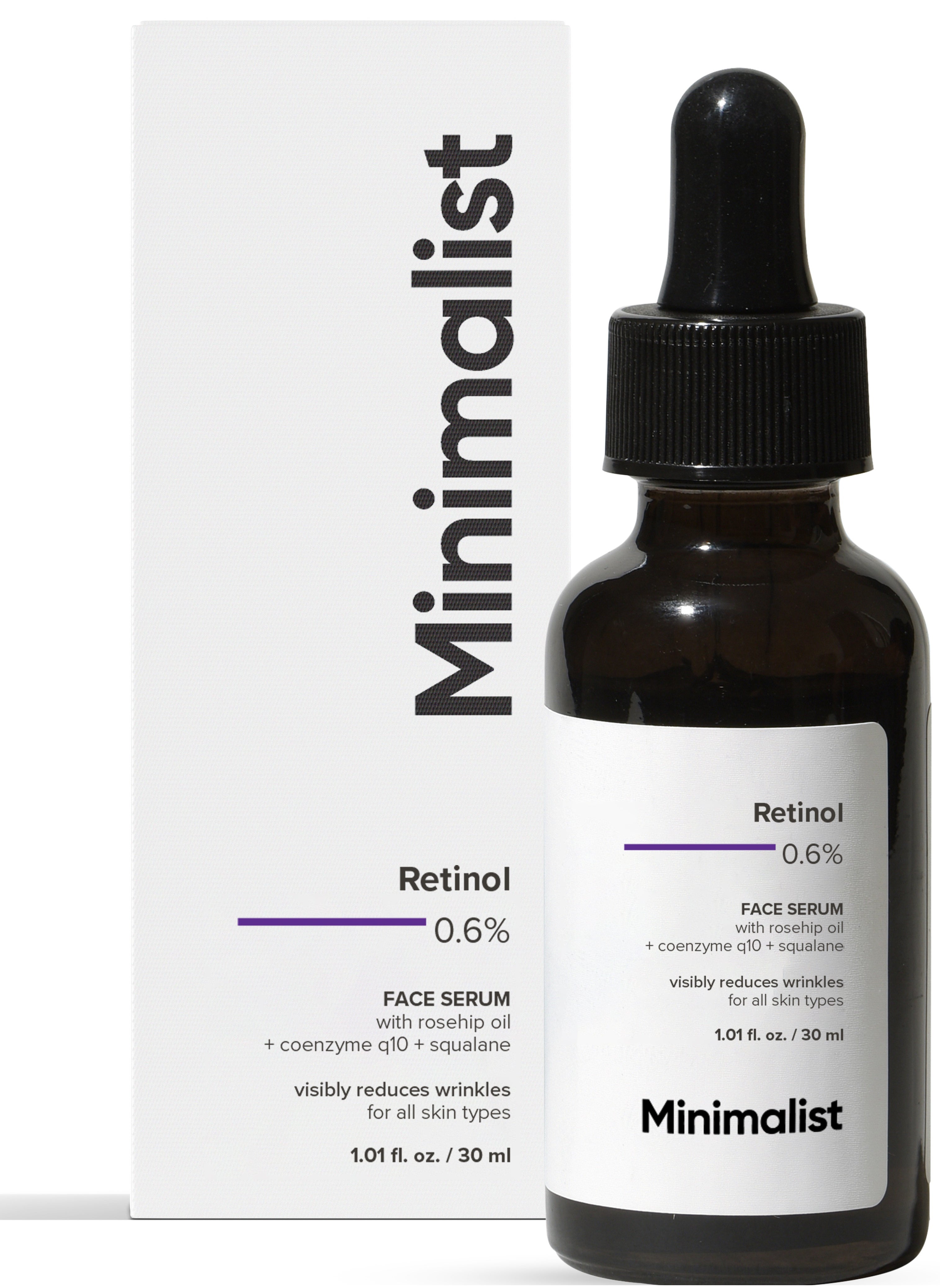 MINIMALIST Retinol 0.6% Mid-Strength Anti Aging Face Serum For Men & Women | Reduces Fine Lines & Wrinkles 