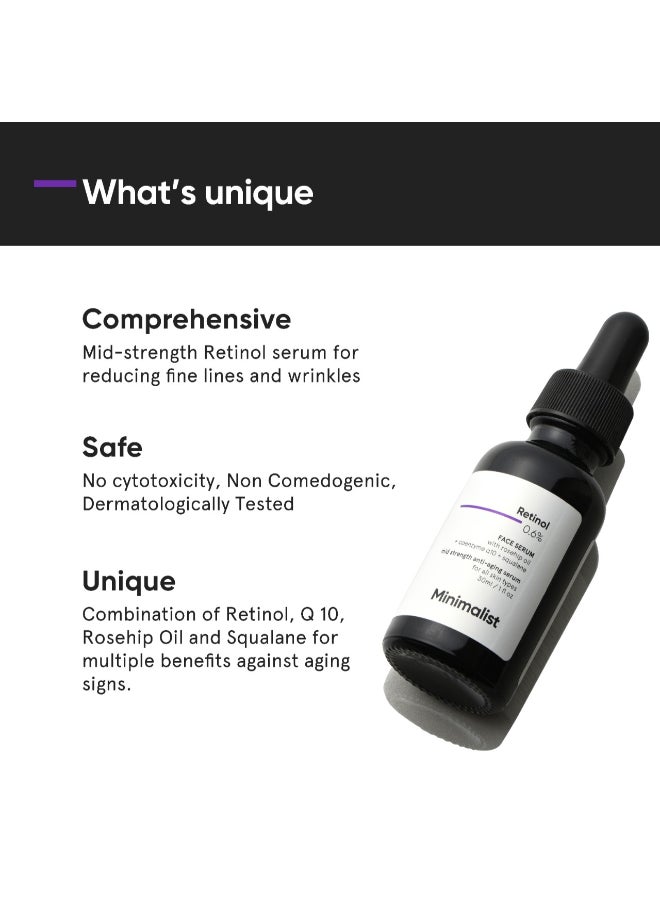 منيماليست - Minimalist Retinol 0.6% سيروم وجه متوسط المقاومة لمكافحة الشيخوخة للرجال والنساء | يقلل من الخطوط الدقيقة والتجاعيد. - Image 1