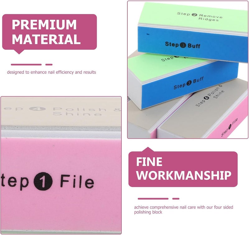 FAVOMOTO 10pcs Nail Sanding Blocks and Polishing Buffers Rectangular Fine Grit Manicure File Blocks for Natural Nails for Travel and Everyday Hand Foot Care - Image 3