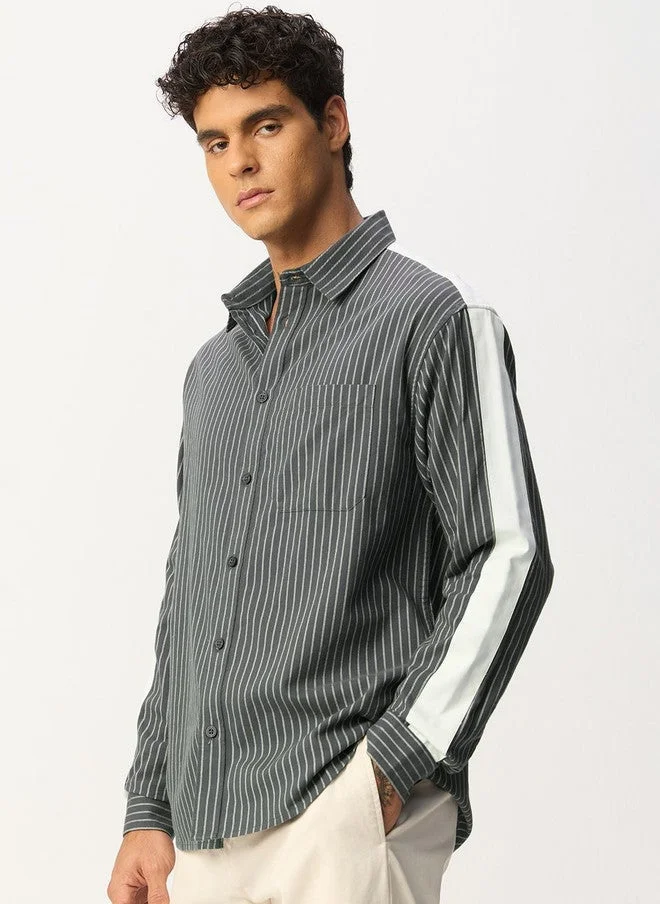 The Souled Store Men Pinstripes Striped Casual Shirt