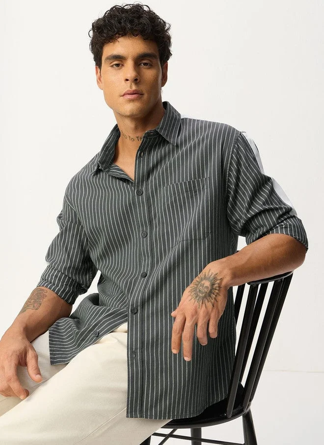The Souled Store  The Souled Store Men Pinstripes Striped Casual Shirt  | Best Price UAE