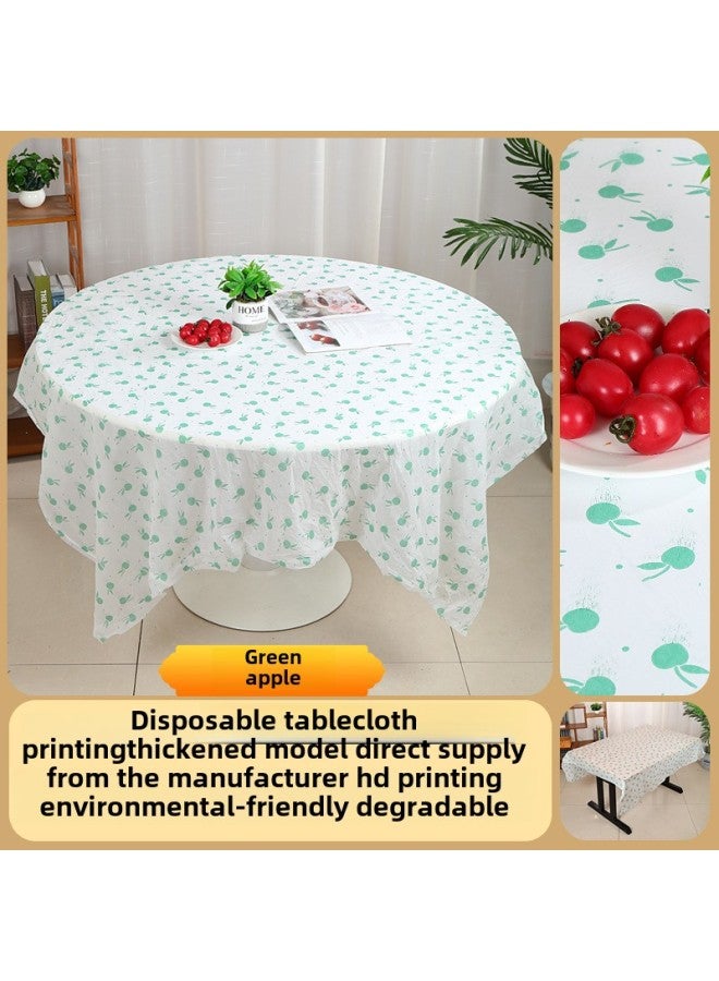 Disposable Tablecloth Thickened Rectangular Tablecloth Plastic Kindergarten Printing Light Luxury High-grade Household Tablecloth-Color:Green Apple ]-Specifications:160 X160cm (environmentally Friendly And Degradable)  - Image 1