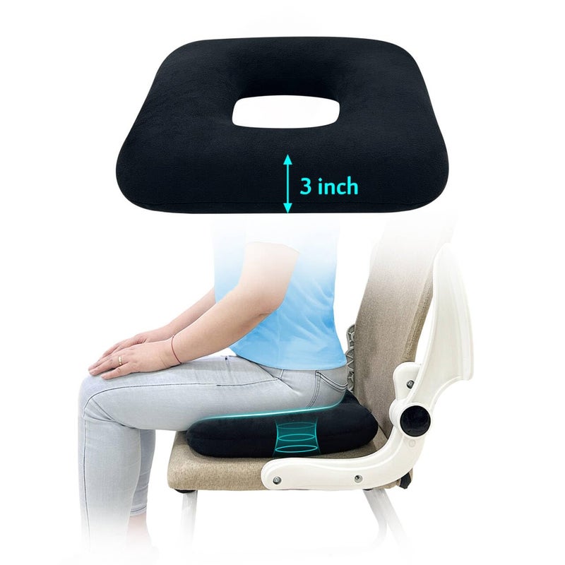 AOSSA Donut Pillow, Butt Cushion for Long Sitting, Bed Sore Pressure Relief Seat Cushions for Butt, Postpartum, Hemorrhoid Tailbone Hip Pain, BBL After Surgery for Sleeping, Portable Chair Cushion Pad - Image 1
