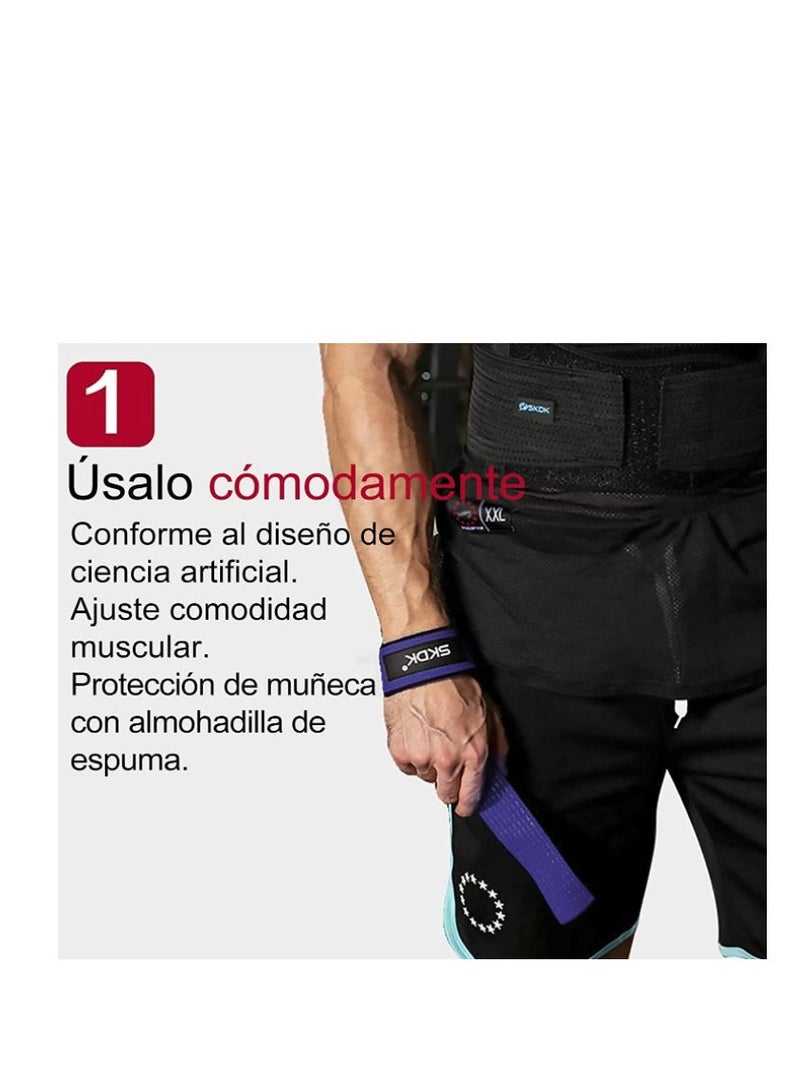 SKDK Lifting Straps Deadlift Gym Wrist Weightlifting with Neoprene Cushioned Padded and Anti-Skid Silicone - for Weightlifting, Bodybuilding, Xfit, Strength Training - Image 2