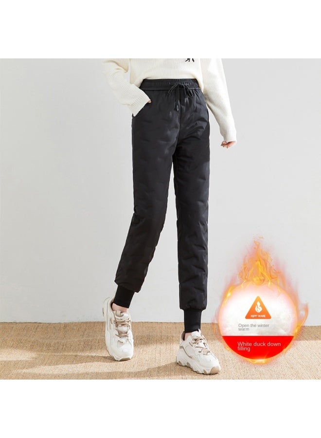 White Down Pants Women's Outer Wear High Waist Slimming Boot Pants Thickened Warm Duck Down Cotton Pants Winter Fashion Pants - Image 2