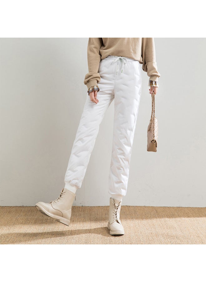 White Down Pants Women's Outer Wear High Waist Slimming Boot Pants Thickened Warm Duck Down Cotton Pants Winter Fashion Pants - Image 4