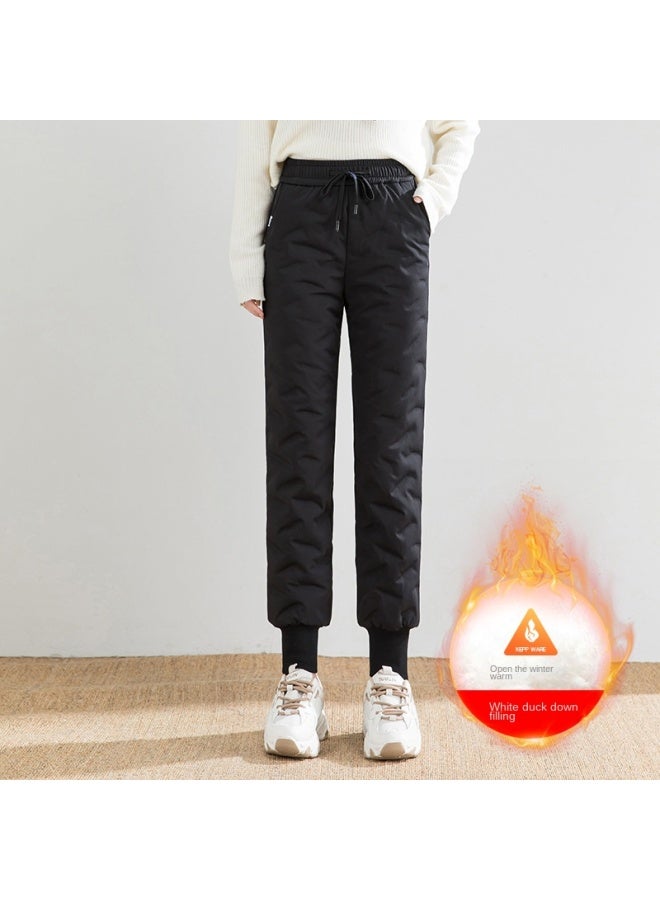 White Down Pants Women's Outer Wear High Waist Slimming Boot Pants Thickened Warm Duck Down Cotton Pants Winter Fashion Pants - Image 3