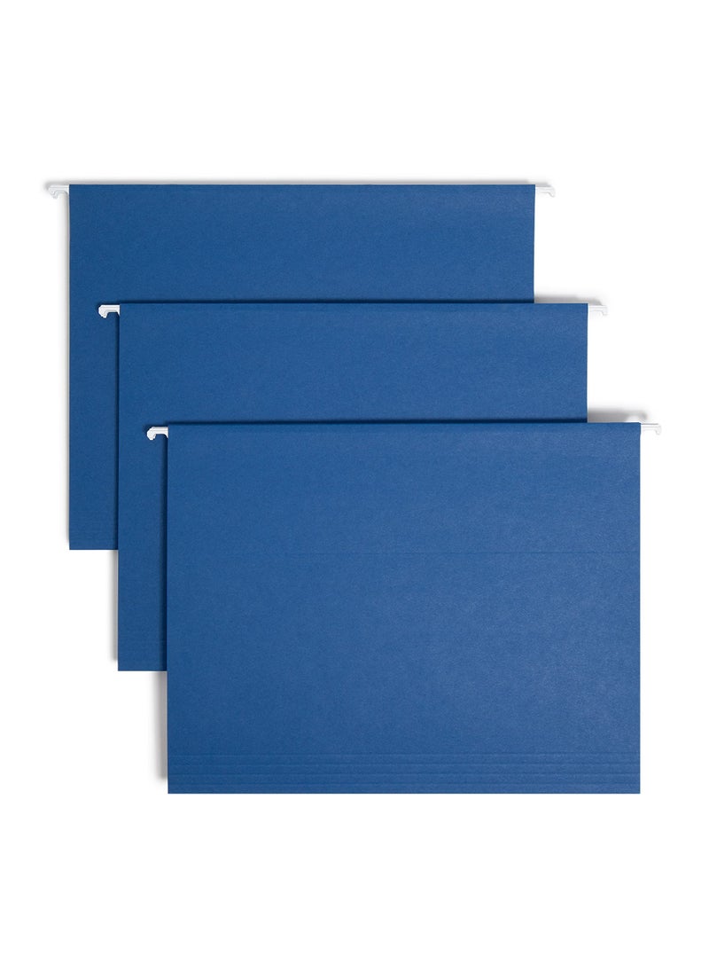 Smead Smead Colored Hanging File Folder with Tab, 1/5-Cut Adjustable Tab, Letter Size, Navy, 25 per Box (64057)  - Image 1