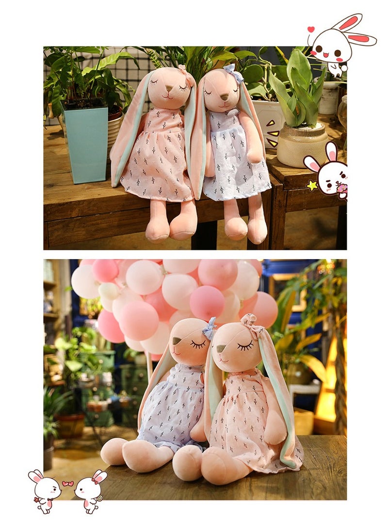 2 Pieces Cute Cartoon Long Ears Rabbits Dolls Baby Stuffed Plush Toys For Children Rabbit Sleeping Mat Stuffed Plush Toys Infants35cm - Image 5